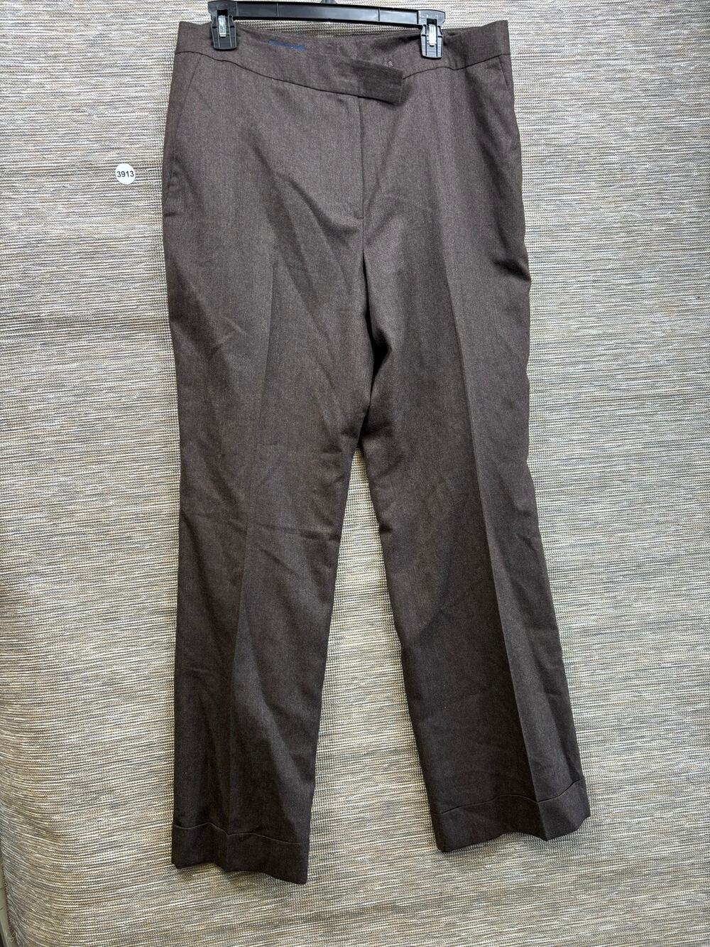 Brooks Brothers Dress Pants Womens 16 Brown Wool Tweed Cuffed Lined Career